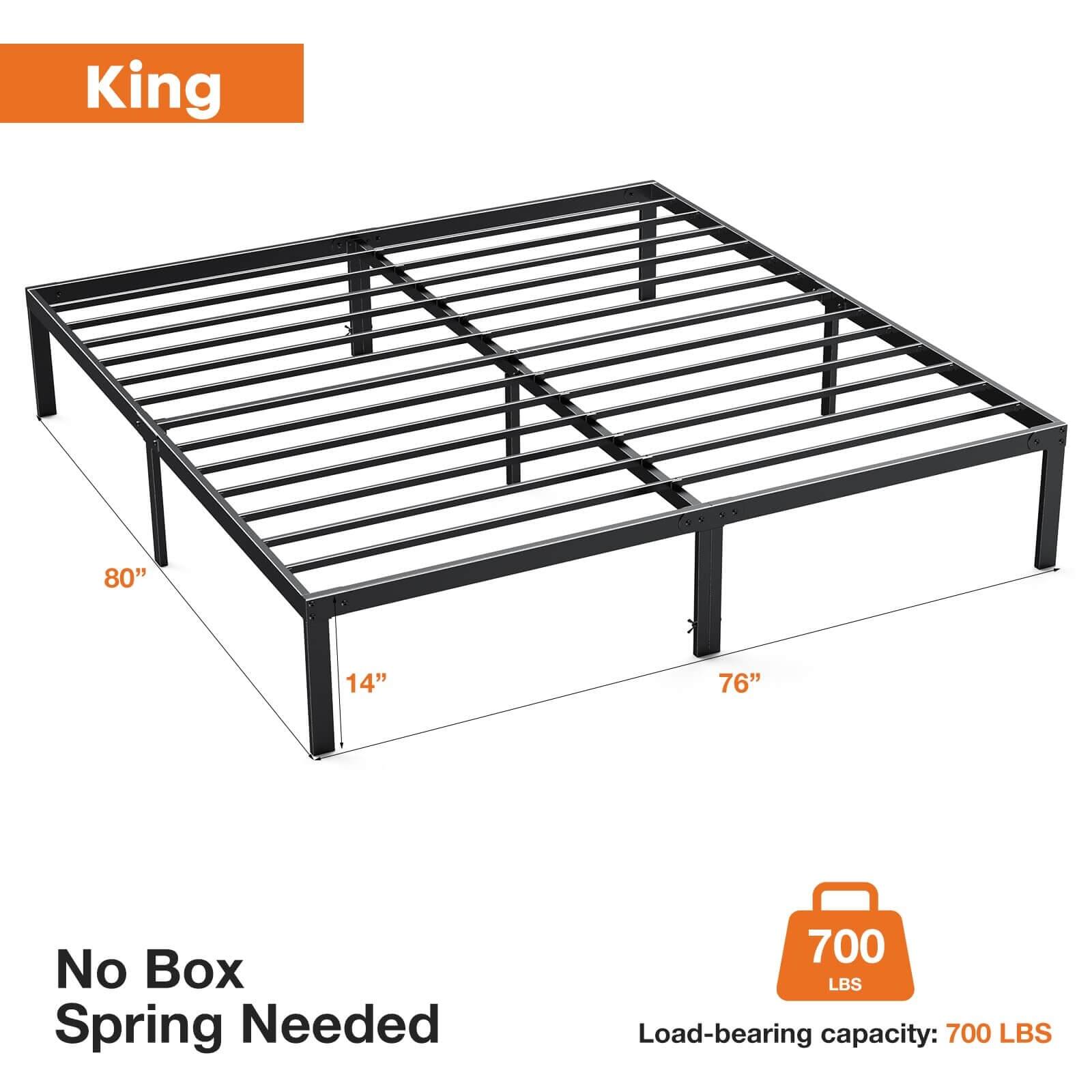Minimalist Open Bed Frame Metal Platform Bed Frame with 12" Storage